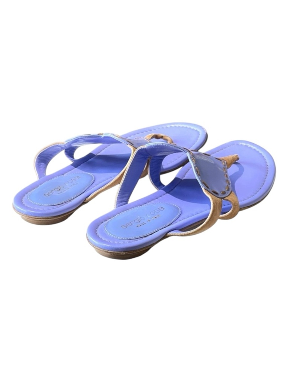 Sergio Rossi ❤︎︎ Heart Shaped Thong Leather Sandals ❤︎︎ Cornflower Blue ❤︎︎ 36 - Picture 5 of 16